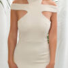 Abito sexy mini beige