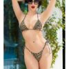 Bikini leopardato 3 pezzi, brasiliana e perizoma leopardato