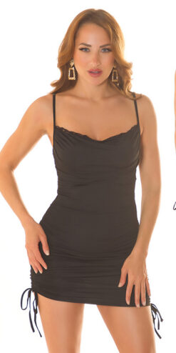 Abito corto elegante con pizzo AC598 nero