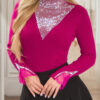 Maglione glitterati e in pizzo MAI093 rosa scuro